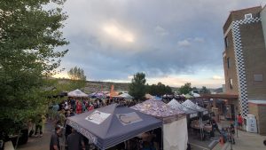 The exterior of Ska Brewing with tents set up for their anniversary party